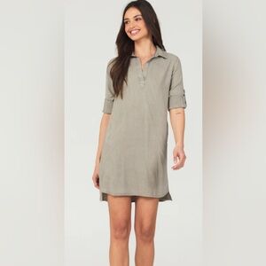 Bella Dahl Long Sleeve A-Line Shirt Dress - Soft Army Green